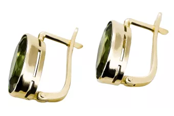 Żółty Perydot 14k żółte złoto Kolczyki Vintage Biżuteria vec001y